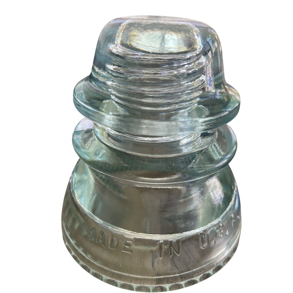 Vintage Hemingray Aqua Glass Insulator Made in USA Industrial Decor Antique
